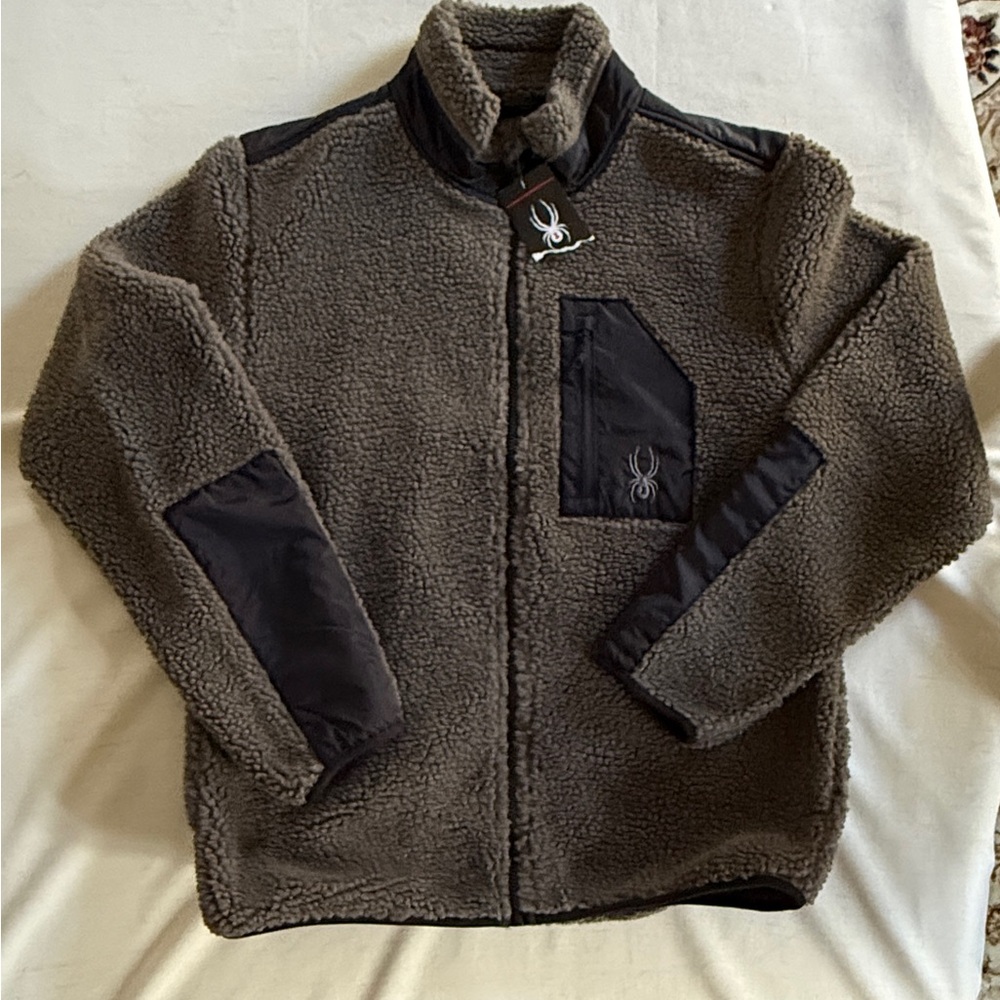 New Spyder Men's Brown Fleece Jacket Size M NWT